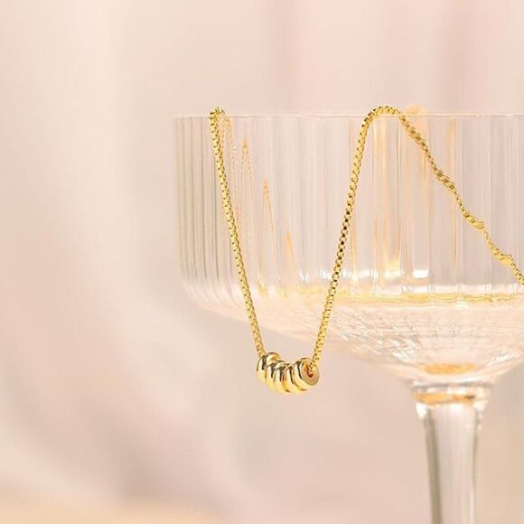 5 Gold Rings Dainty Minimalist Necklace Gift